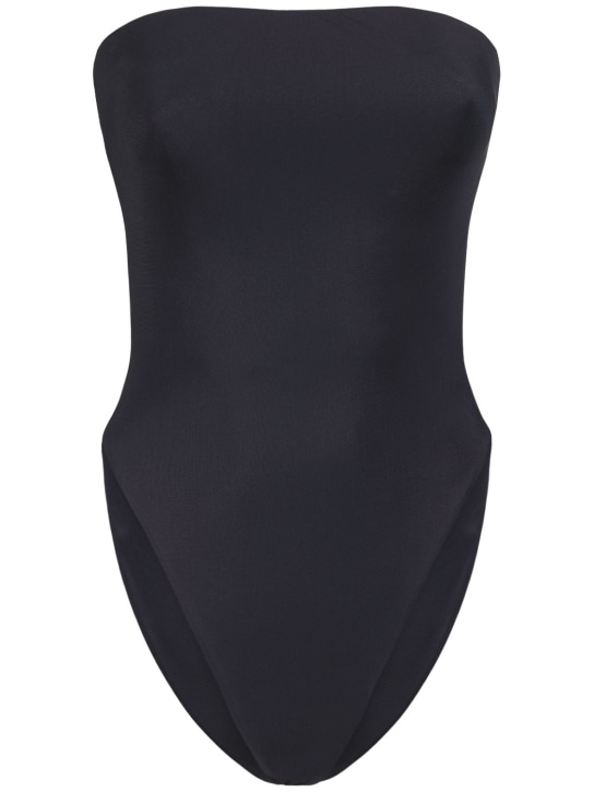 Saint Laurent: Strapless jersey bodysuit - Black - women_0 | Luisa Via Roma