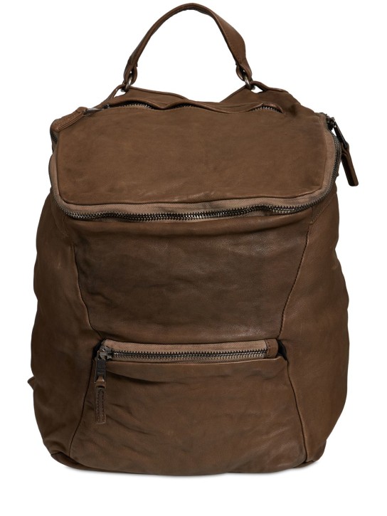 Giorgio Brato: Leather backpack - Kahverengi - men_0 | Luisa Via Roma
