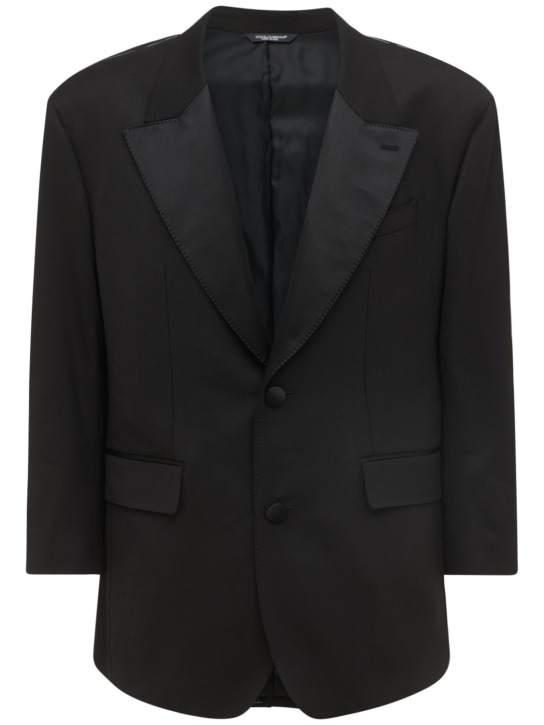 Dolce&Gabbana: Single breast wool blend jacket - Black - men_0 | Luisa Via Roma