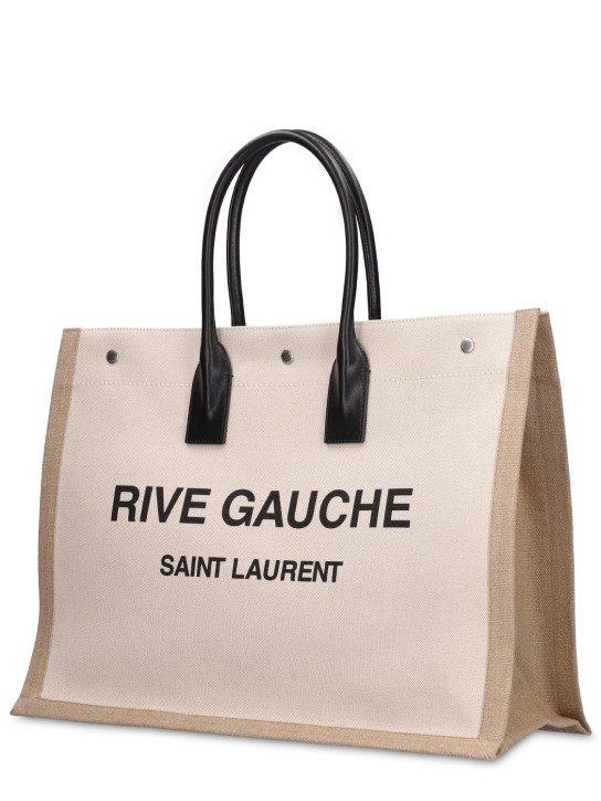 Saint Laurent: Rive Gauche printed canvas & leather bag - Off White - men_1 | Luisa Via Roma