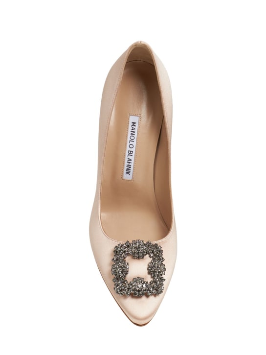 Manolo Blahnik: 105mm Hangisi satin pumps - Blush - women_5 | Luisa Via Roma