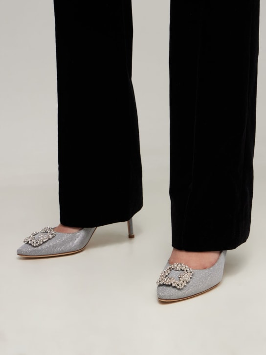 Manolo Blahnik: Zapatos de tacón de piel 70mm - Plata - women_1 | Luisa Via Roma