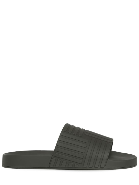 Bottega Veneta: Rubber slide sandals - Black - men_0 | Luisa Via Roma