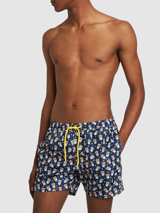 Mc2 Saint Barth: Micro Esta Thé print tech swim shorts - men_1 | Luisa Via Roma