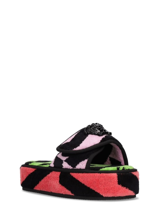 Versace: La Greca jacquard cotton slippers - Multicolor - ecraft_1 | Luisa Via Roma