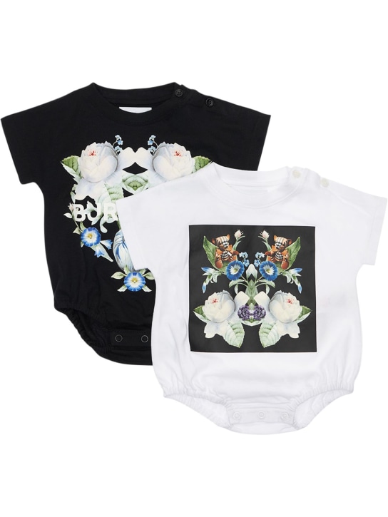 Burberry: Set of 2 printed cotton bodysuits - Multicolor - kids-boys_0 | Luisa Via Roma