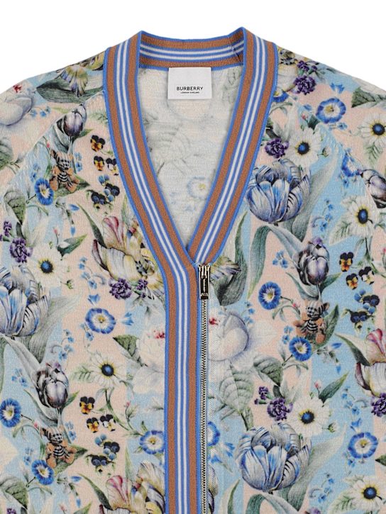 Burberry: Cardigan en maille de laine imprimée - Multicolore - kids-girls_1 | Luisa Via Roma