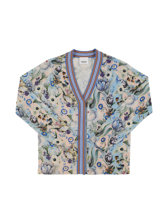 Burberry: Cardigan en maille de laine imprimée - Multicolore - kids-girls_0 | Luisa Via Roma