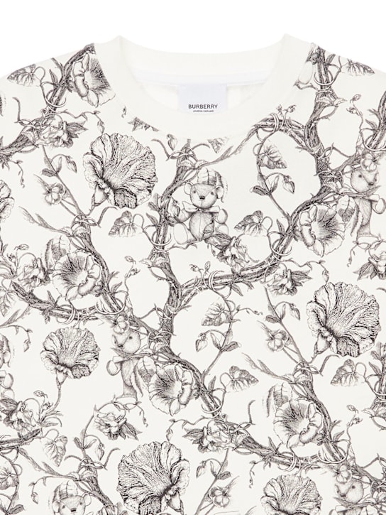 Burberry: Felpa in cotone stampato - Bianco/Nero - kids-girls_1 | Luisa Via Roma