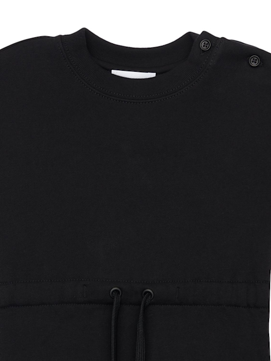 Burberry: Vestito in cotone con inserti check - Nero - kids-girls_1 | Luisa Via Roma