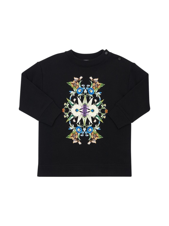 Burberry: Vestito in cotone stampato - Nero - kids-girls_0 | Luisa Via Roma