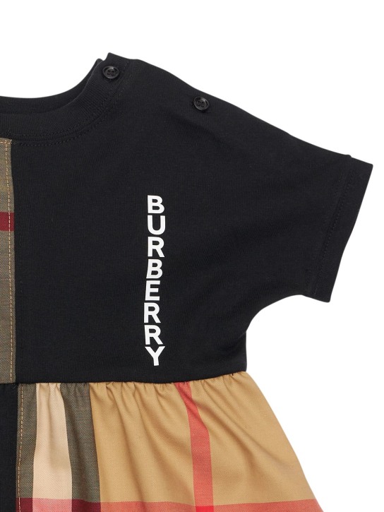 Burberry: Robe & couche avec inserts à carreaux - Noir - kids-girls_1 | Luisa Via Roma