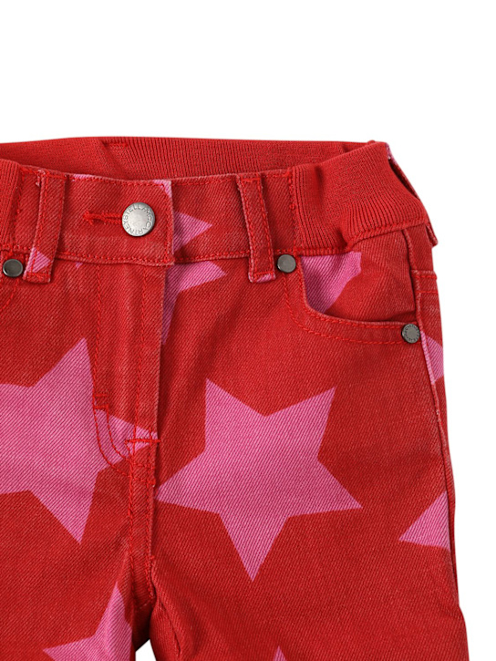 Stella McCartney Kids: Short en denim biologique stretch imprimé étoiles - Rouge/Rose - kids-girls_1 | Luisa Via Roma