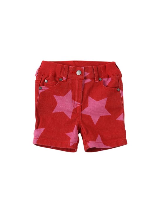 Stella McCartney Kids: Short en denim biologique stretch imprimé étoiles - Rouge/Rose - kids-girls_0 | Luisa Via Roma