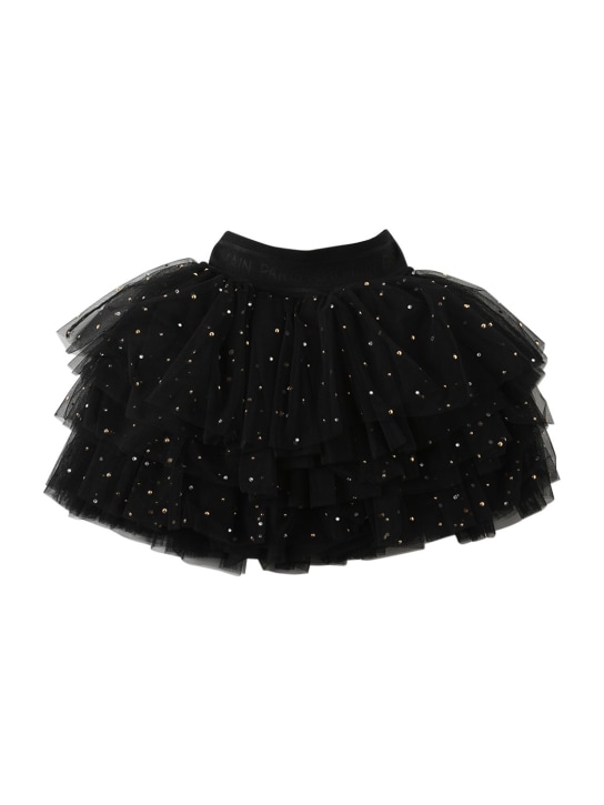 Balmain: スパンコールチュールスカート - ブラック - kids-girls_0 | Luisa Via Roma