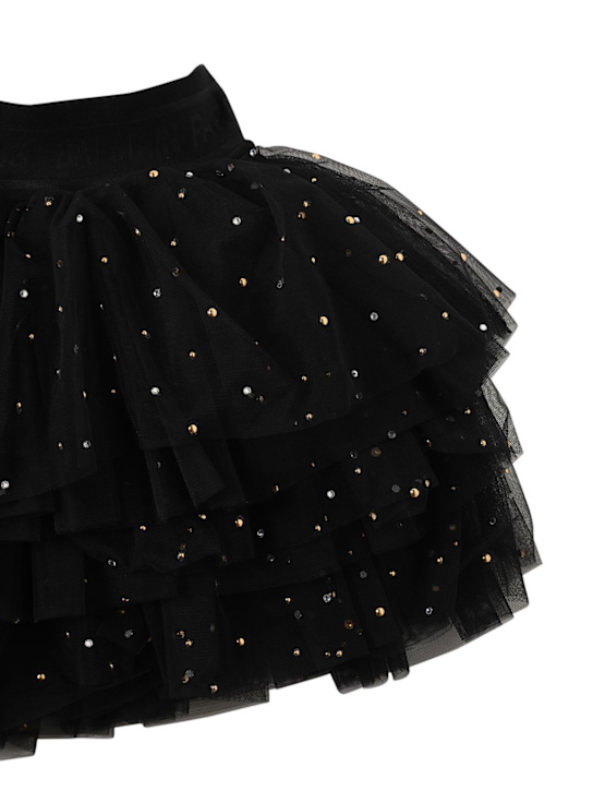 Balmain: スパンコールチュールスカート - ブラック - kids-girls_1 | Luisa Via Roma