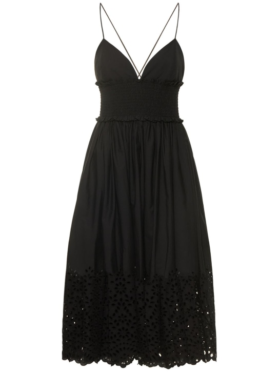 Michael Kors Collection: Robe en popeline de coton et dentelle à œillets - Noir - women_0 | Luisa Via Roma