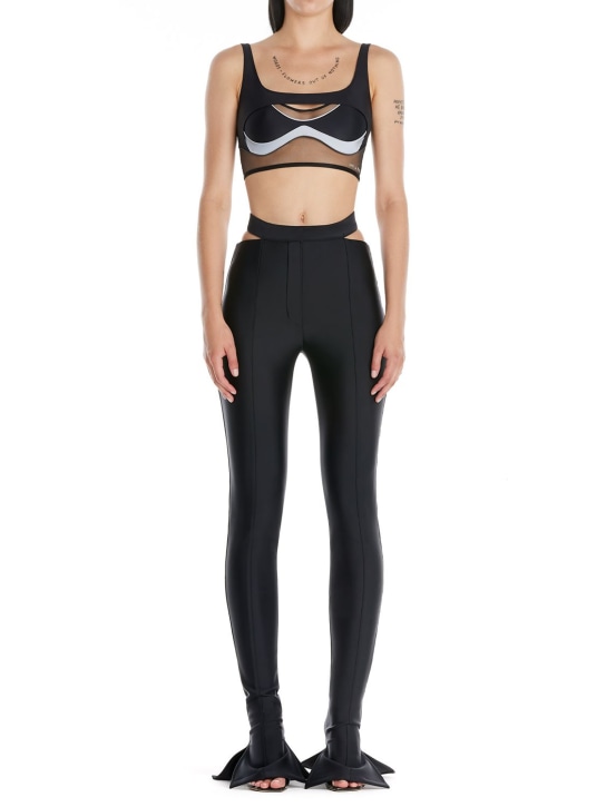 MUGLER: Pantalon évasé en lycra écologique - Noir - women_1 | Luisa Via Roma