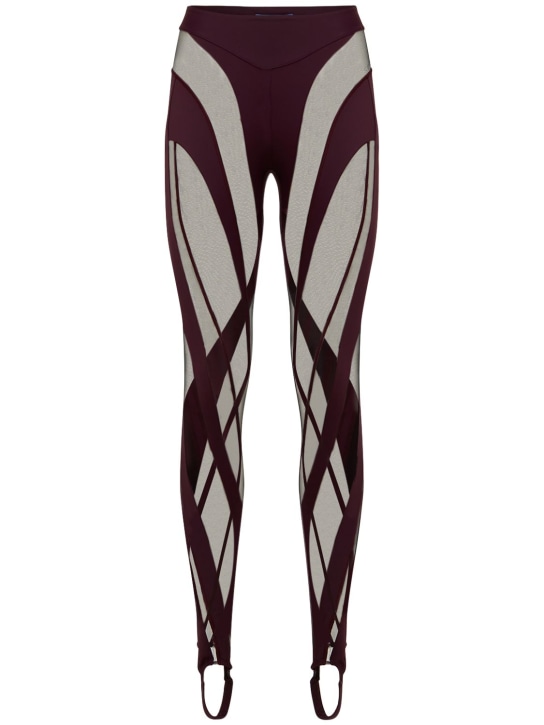 MUGLER: シャイニー＆シアーチュールレギンス - ブラック/ボルドー - women_0 | Luisa Via Roma