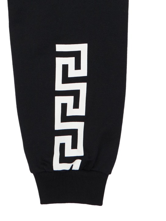 Versace: 印花平纹针织运动裤 - 黑色 - kids-boys_1 | Luisa Via Roma