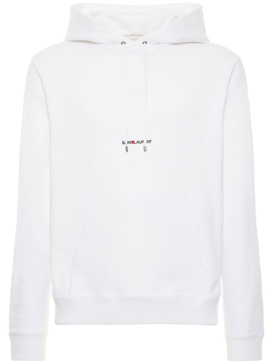 Saint Laurent: Cotton sweatshirt hoodie - White - men_0 | Luisa Via Roma
