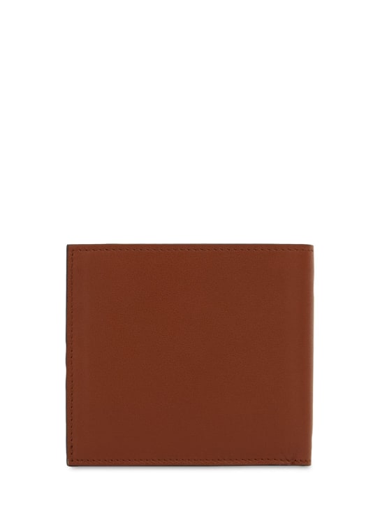 Valentino Garavani: Metal logo leather billfold wallet - Brown - men_1 | Luisa Via Roma