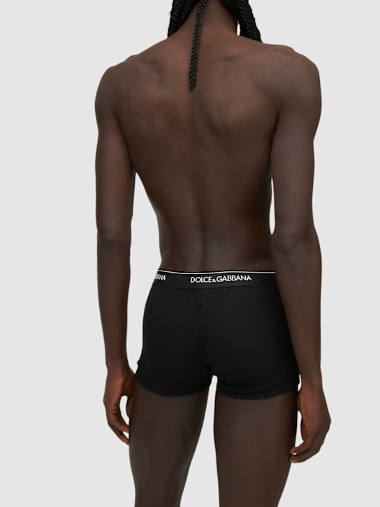 Dolce&Gabbana: Pack of 2 logo cotton boxer briefs - Black - men_2 | Luisa Via Roma