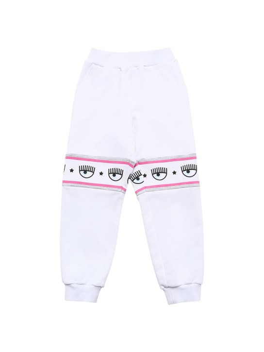 Chiara Ferragni: Logomania コットンスウェットパンツ - ホワイト - kids-girls_0 | Luisa Via Roma