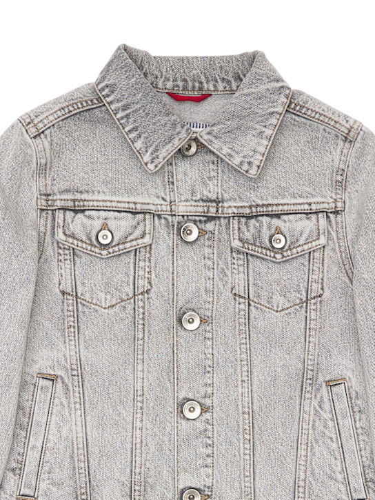 Brunello Cucinelli: Washed cotton denim jacket - Grey - kids-boys_1 | Luisa Via Roma