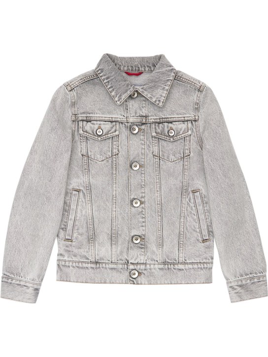 Brunello Cucinelli: Washed cotton denim jacket - Grey - kids-boys_0 | Luisa Via Roma
