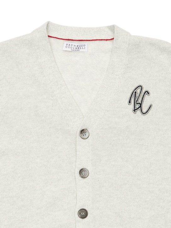 Brunello Cucinelli: Monogram cotton knit cardigan - White - kids-boys_1 | Luisa Via Roma