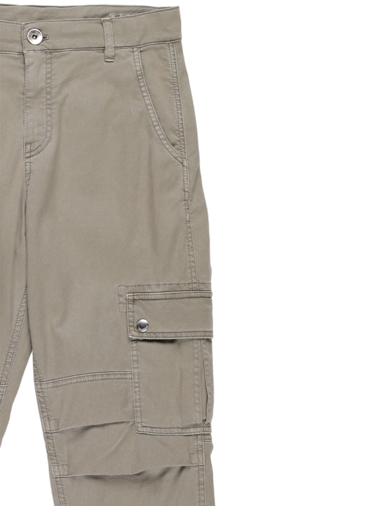 Brunello Cucinelli: Stretch cotton gabardine cargo pants - Khaki - kids-boys_1 | Luisa Via Roma