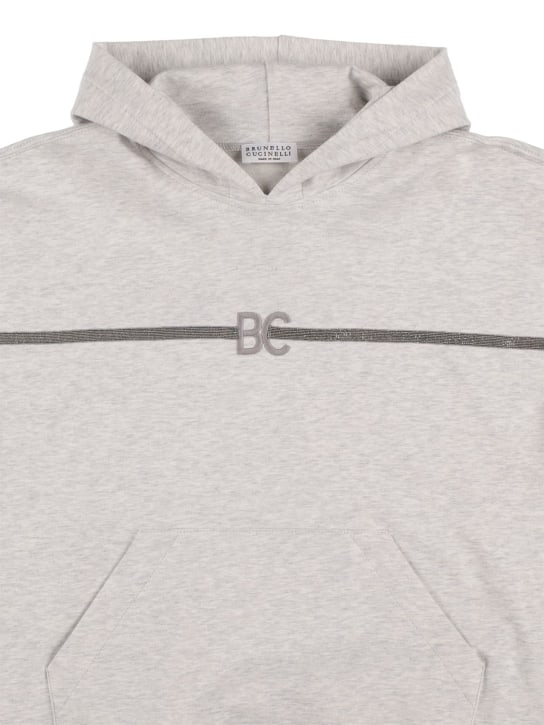 Brunello Cucinelli: Monogram sweatshirt hoodie - Light Grey - kids-girls_1 | Luisa Via Roma