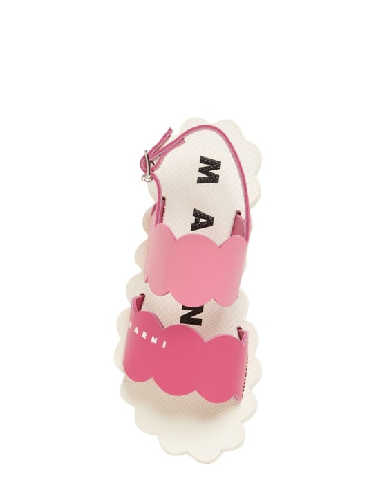 Marni Junior: Logo印花皮革搭扣凉鞋 - 粉色 - kids-girls_1 | Luisa Via Roma