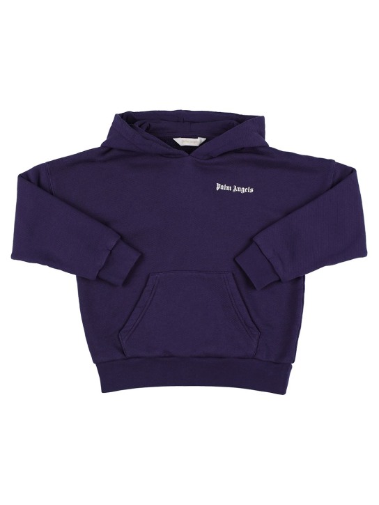 Palm Angels: Logo cotton sweatshirt hoodie - Navy - kids-girls_0 | Luisa Via Roma