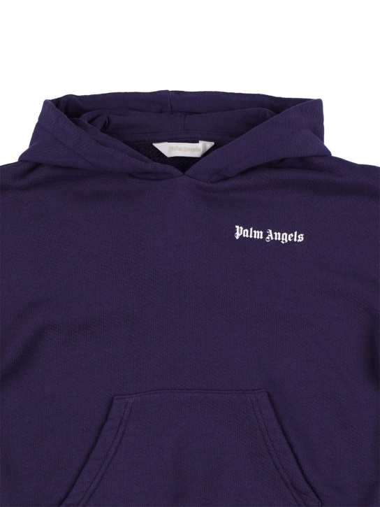 Palm Angels: Sudadera de algodón con logo y capucha - Azul Marino - kids-boys_1 | Luisa Via Roma