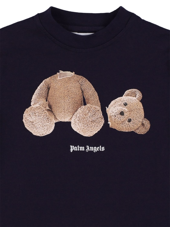 Palm Angels: Bear print cotton jersey t-shirt - Navy - kids-boys_1 | Luisa Via Roma