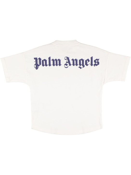 Palm Angels: Logo print cotton jersey t-shirt - White - kids-girls_0 | Luisa Via Roma