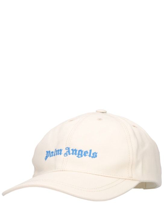 Palm Angels: Logo cotton gabardine baseball cap - White - kids-boys_1 | Luisa Via Roma