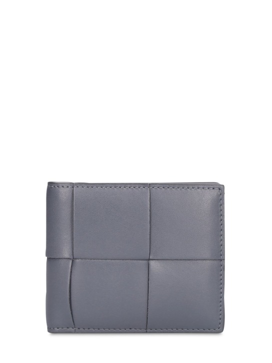 Bottega Veneta: Cassette leather bi-fold wallet - Thunder - men_0 | Luisa Via Roma