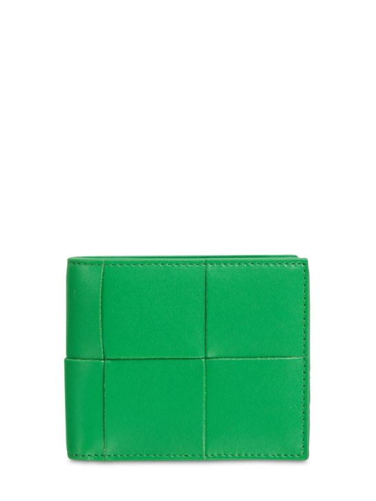 Bottega Veneta: Cassette leather bi-fold wallet - Parakeet - men_0 | Luisa Via Roma