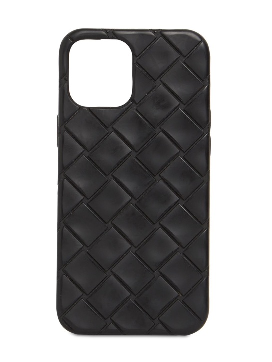 Bottega Veneta: Intrecciato rubber iPhone 13 Pro cover - Black - men_0 | Luisa Via Roma