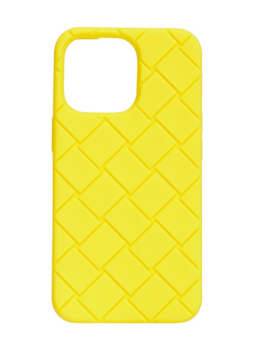 Bottega Veneta: Cover iPhone 13 Pro in silicone - Limone - men_0 | Luisa Via Roma