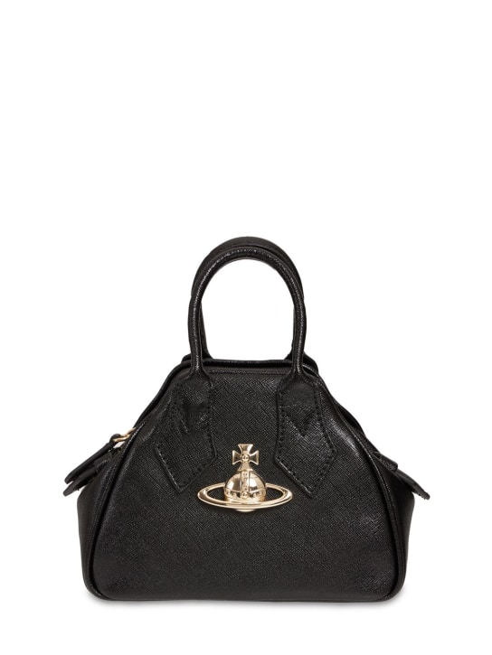 Vivienne Westwood: Mini Yasmine saffiano leather bag - Siyah - women_0 | Luisa Via Roma