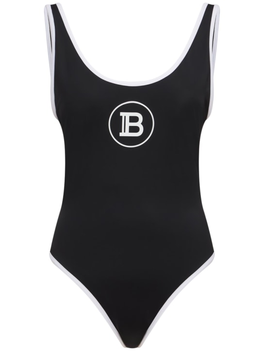 Logo stretch tech one piece swimsuit Balmain Women