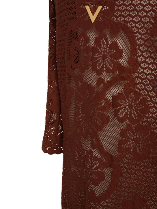 Valentino: Langes Kleid aus Baumwoll-Guipurespitze - Braun - women_1 | Luisa Via Roma