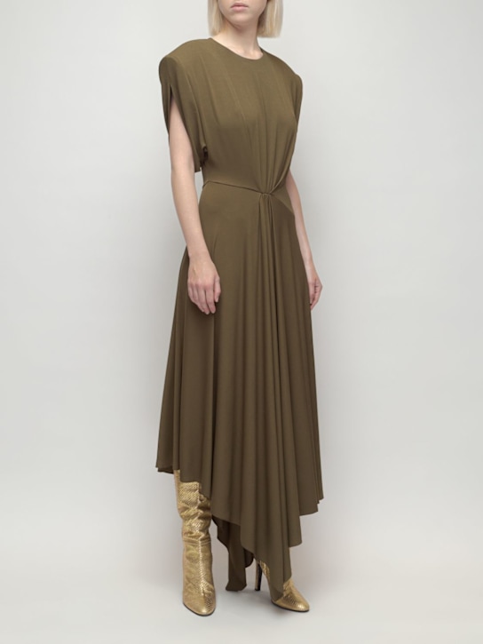 Asymmetrical draped stretch jersey dress - Thumbnail 2