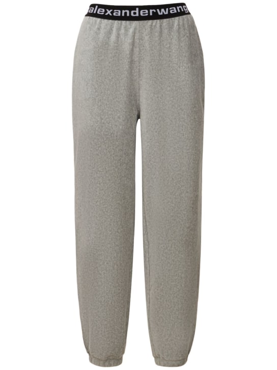 Alexander Wang: Stretch corduroy sweatpants w/ logo - Grey - women_5 | Luisa Via Roma