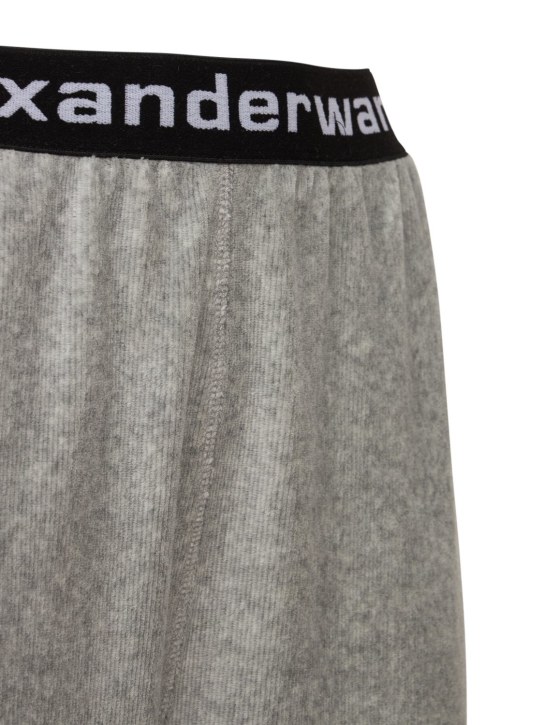 Alexander Wang: Stretch corduroy sweatpants w/ logo - Grey - women_6 | Luisa Via Roma
