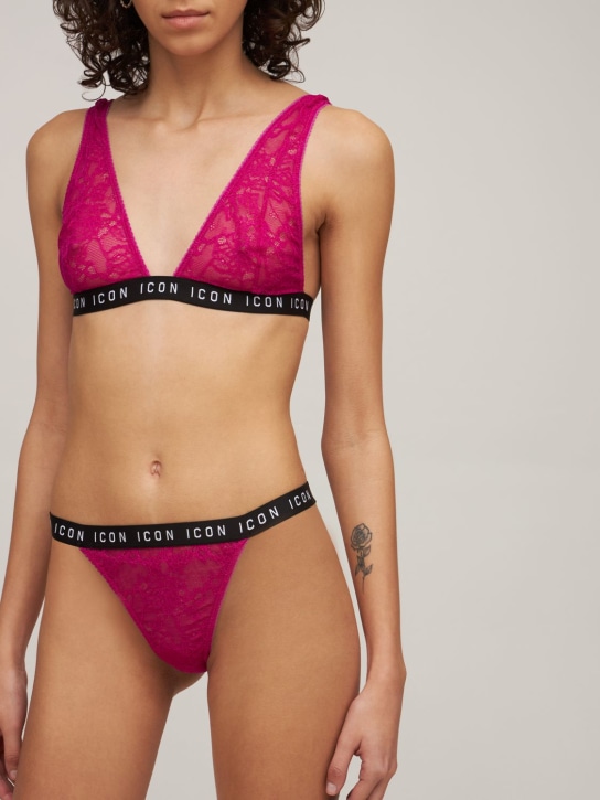 Dsquared2: Icon蕾丝三角形文胸 - 桃红色 - women_1 | Luisa Via Roma